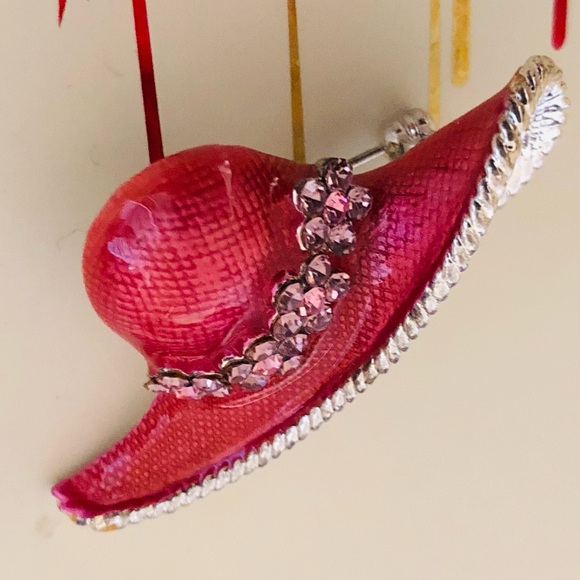 Rhinestone & Enamel Hat Brooches (2) - Red Hat Society, NWOT - Picture 8 of 13